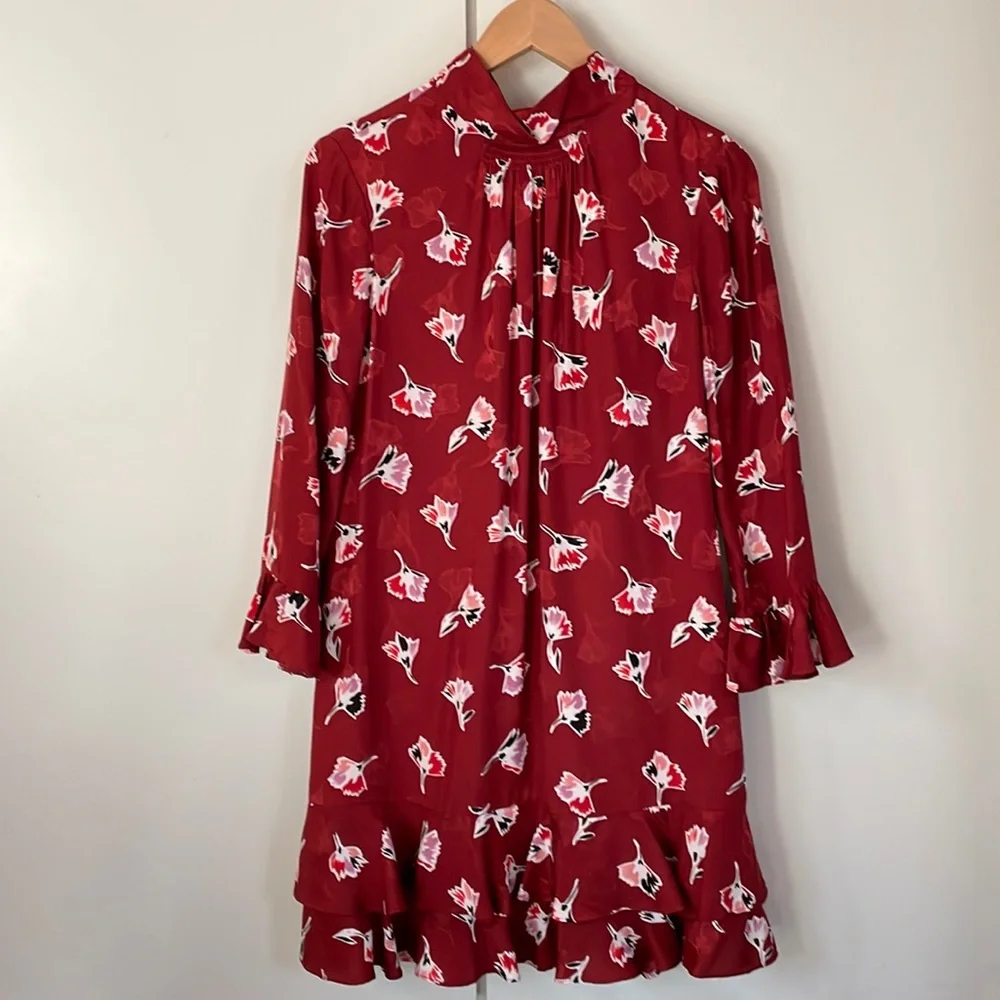 Rebecca Taylor Dress Paintbrush Floral Silk Blend Lined, Size 4 - Picture 3 of 16